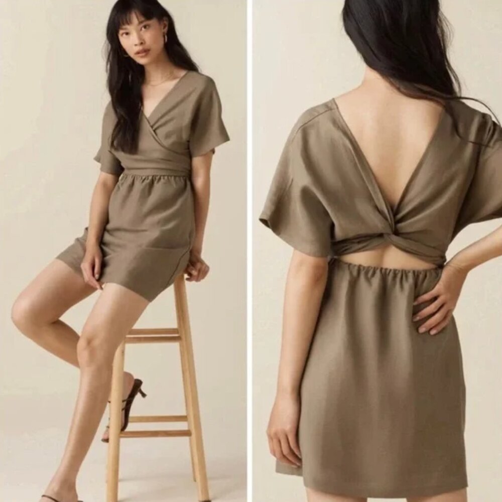 Vetta - Convertible Wrap Mini Dress, Khaki, Sz. S - EUC